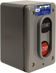 Schneider Electric - 2 Operator, Projecting Pushbutton Control Station - Start, Stop (Legend), Maintained Switch, 2NO Contact, NEMA 4 - USA Tool & Supply