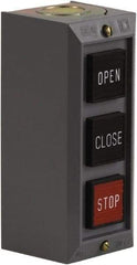 Schneider Electric - 3 Operator, Projecting Pushbutton Control Station - Close, Open, Stop (Legend), Momentary Switch, 2NO/3NC Contact, NEMA 1 - USA Tool & Supply