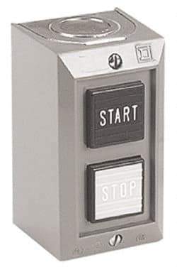 Schneider Electric - 2 Operator, Projecting Pushbutton Control Station - Start, Stop (Legend), Maintained Switch, 2NO Contact, NEMA 1 - USA Tool & Supply