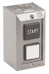 Schneider Electric - 2 Operator, Projecting Pushbutton Control Station - Start, Stop (Legend), Maintained Switch, 2NO Contact, NEMA 1 - USA Tool & Supply