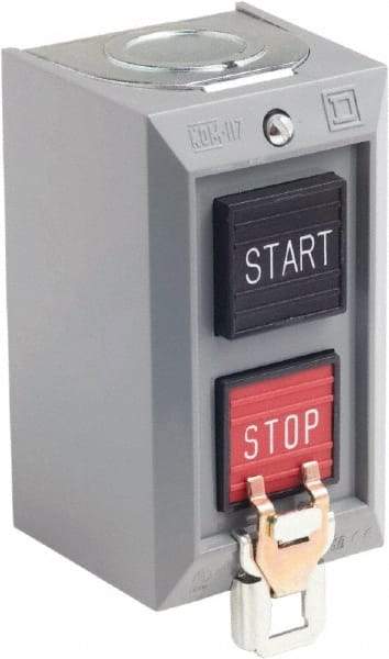 Schneider Electric - 2 Operator, Projecting Pushbutton Control Station - Start, Stop (Legend), Momentary Switch, NO/NC Contact, NEMA 1 - USA Tool & Supply