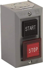 Schneider Electric - 2 Operator, Projecting Pushbutton Control Station - Start, Stop (Legend), Momentary Switch, NO/NC Contact, NEMA 1 - USA Tool & Supply