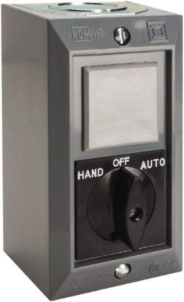Schneider Electric - 1 Operator, Projecting Pushbutton Control Station - Auto, Hand, Off (Legend), Maintained Switch, 2NO Contact, NEMA 1 - USA Tool & Supply