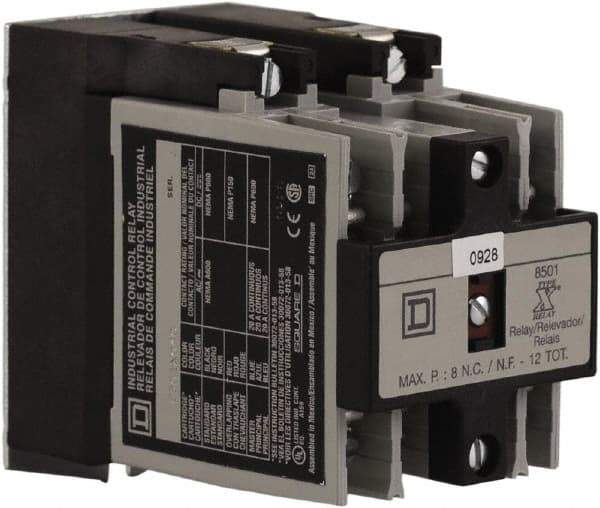 Square D - 4 Pole, 4NO, 208 VAC at 60 Hz Control Relay - Panel Mount - USA Tool & Supply