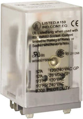 Square D - 1/2 hp at 240 Volt & 1/3 hp at 120 Volt, Square Electromechanical Spade General Purpose Relay - 10 Amp at 240 VAC, DPDT, 240 VAC at 50/60 Hz - USA Tool & Supply