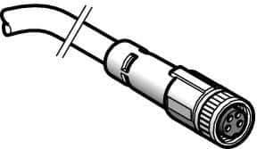 Telemecanique Sensors - 4 Amp, M8 Straight Female Connector Sensor and Receptacle Prewired Connector Sensor and Receptacle - 60 VAC, 75 VDC, 10m Cable Length, IP65, IP67, IP69 Ingress Rating - USA Tool & Supply