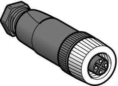 Telemecanique Sensors - 3 Amp, M12 4 Pin Female Straight Field Attachable Connector Sensor and Receptacle - 125 VAC, 150 VDC, IP67 Ingress Rating - USA Tool & Supply