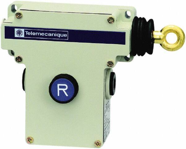 Telemecanique Sensors - 10 Amp, NO/NC Configuration, Right Hand Operation, Rope Operated Limit Switch - Pushbutton Reset, Cable Pull, No Pilot Light, 300 VAC - USA Tool & Supply