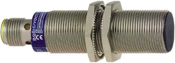 Telemecanique Sensors - NPN, PNP, NO/NC, 5mm Detection, Cylinder, Inductive Proximity Sensor - 4 Wires, IP67, 12 to 24 VDC, M18x1 Thread, 70mm Long - USA Tool & Supply