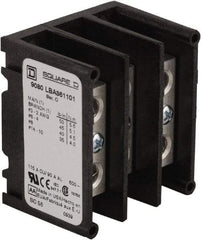 Square D - 3 Poles, 115 (Copper), 90 (Aluminium) Amp, Thermoplastic Power Distribution Block - 600 VAC, 1 Primary Connection - USA Tool & Supply