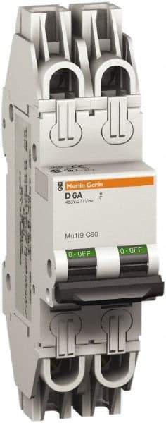 Schneider Electric - 10 Amp, 277 VAC, 2 Pole, Miniature Circuit Breaker - Thermal Magnetic Trip, 10 kA at 277 VAC Breaking Capacity, 74mm Deep x 141mm High x 36mm Wide - USA Tool & Supply