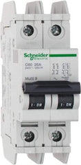Schneider Electric - 25 Amp, 125 VDC, 240 VAC, 60 VDC, 1 Pole, DIN Rail Mount, Fixed Mount Miniature Circuit Breaker - Thermal Magnetic Trip, Multiple Breaking Capacity Ratings, 73mm Deep x 107mm High x 36mm Wide - USA Tool & Supply