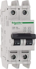 Schneider Electric - 6 Amp, 125 VDC, 240 VAC, 60 VDC, 1 Pole, DIN Rail Mount, Fixed Mount Miniature Circuit Breaker - Thermal Magnetic Trip, Multiple Breaking Capacity Ratings, 73mm Deep x 107mm High x 36mm Wide - USA Tool & Supply