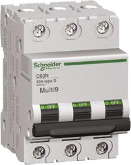 Schneider Electric - 32 Amp, 3 Pole, DIN Rail Mount Miniature Circuit Breaker - Thermal Magnetic Trip, Multiple Breaking Capacity Ratings, 14-2 (Copper) AWG, 3 Inch Deep x 3.19 Inch High x 2.13 Inch Wide - USA Tool & Supply