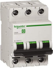 Schneider Electric - 63 Amp, 440 VAC, 3 Pole, DIN Rail Mounted Miniature Circuit Breaker - Magnetic Trip, Multiple Breaking Capacity Ratings, 18-2 AWG, 76mm Deep x 81mm High x 54mm Wide - USA Tool & Supply