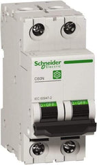 Schneider Electric - 10 Amp, 440 VAC, 2 Pole, DIN Rail Mounted Miniature Circuit Breaker - Magnetic Trip, Multiple Breaking Capacity Ratings, 18-4 AWG, 76mm Deep x 81mm High x 36mm Wide - USA Tool & Supply