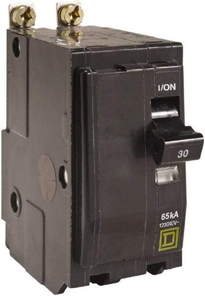 Square D - 30 Amp, 240 VAC, 2 Pole, Bolt On Miniature Circuit Breaker - 14-8 AWG - USA Tool & Supply