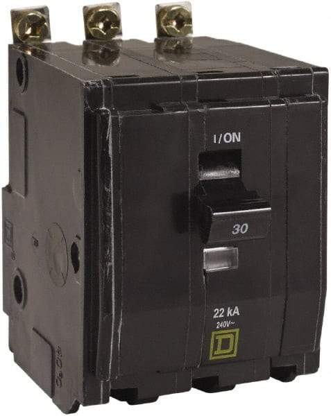 Square D - 25 Amp, 240 VAC, 3 Pole, Bolt On Miniature Circuit Breaker - 14-8 AWG - USA Tool & Supply