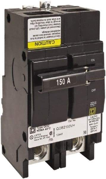 Square D - 50 Amp, 240 VAC, 2 Pole, Bolt On Miniature Circuit Breaker - 8-2 AWG - USA Tool & Supply