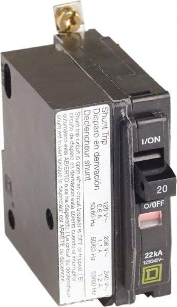 Square D - 20 Amp, 240 VAC, 1 Pole, Bolt On Miniature Circuit Breaker - 14-8 AWG - USA Tool & Supply