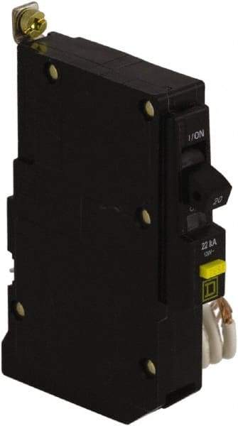 Square D - 20 Amp, 120 VAC, 1 Pole, Bolt On Residual Current Circuit Breaker with Overcurrent Protection - 12-8, 14-8 AWG - USA Tool & Supply
