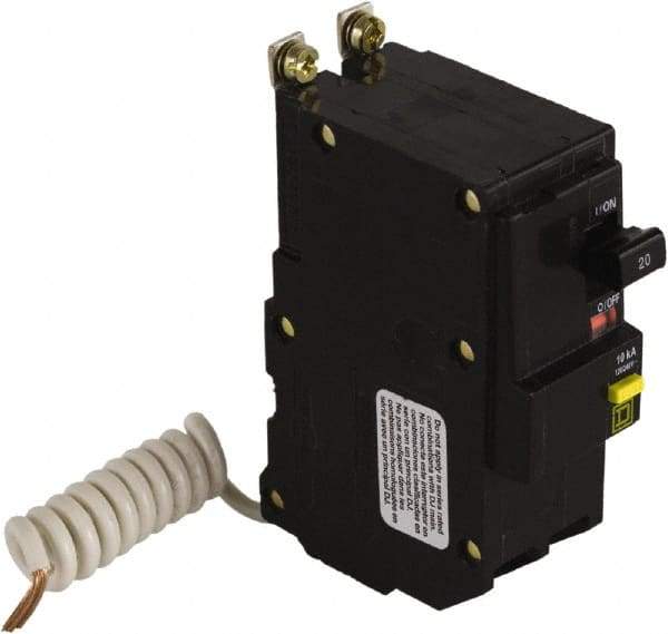 Square D - 20 Amp, 240 VAC, 2 Pole, Bolt On Residual Current Circuit Breaker with Overcurrent Protection - 12-8, 14-8 AWG - USA Tool & Supply