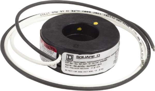 Square D - 60 Amp AC Input, 5 Amp AC Output, Panel Meter Current Transformer - Flying Lead Terminal, For Use with AC Ammeter - USA Tool & Supply
