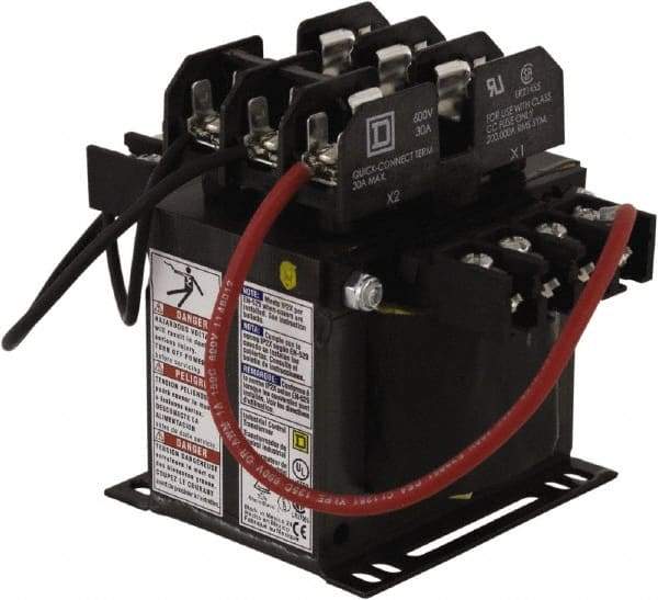 Square D - 1 Phase, 250 VA, Top Mount Fuse Block Control Transformer - 5-1/4 Inch Deep - USA Tool & Supply