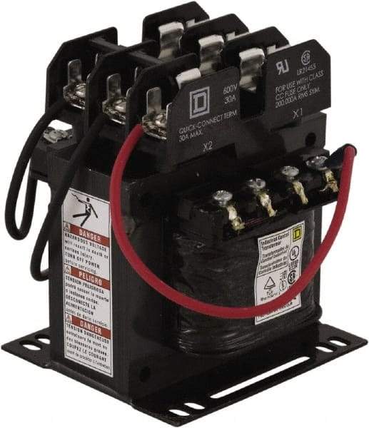 Square D - 1 Phase, 200 VA, Top Mount Fuse Block Control Transformer - 131°F Temp Rise - USA Tool & Supply