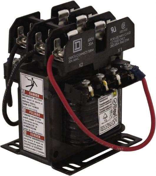 Square D - 1 Phase, 100 VA, Top Mount Fuse Block Control Transformer - 131°F Temp Rise - USA Tool & Supply