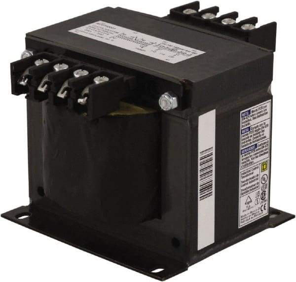 Square D - 500 VA, Top Mount Fuse Block Control Transformer - 50/60 Hz, 5.49 Inch Deep x 3.84 Inch High - USA Tool & Supply