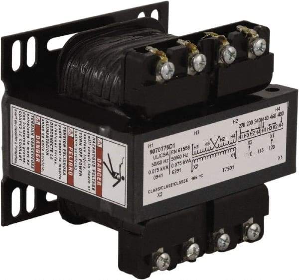 Square D - 1 Phase, 75 VA, Control Transformer - USA Tool & Supply