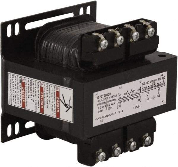 Square D - 1 Phase, 200 VA, Control Transformer - 131°F Temp Rise - USA Tool & Supply