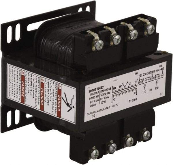 Square D - 1 Phase, 100 VA, Control Transformer - 50/60 Hz, 131°F Temp Rise - USA Tool & Supply