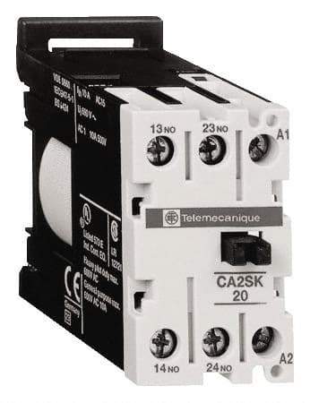 Schneider Electric - NC/NO, 120 VAC at 50/60 Hz Control Relay - DIN Rail Mount - USA Tool & Supply