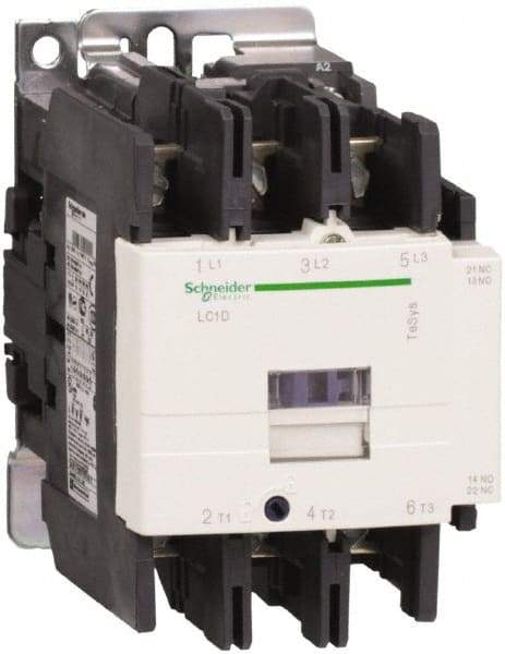Schneider Electric - 3 Pole, 200 Coil VAC at 50/60 Hz, 80 Amp at 440 VAC, Nonreversible IEC Contactor - Bureau Veritas, CCC, CSA, CSA C22.2 No. 14, DNV, EN/IEC 60947-4-1, EN/IEC 60947-5-1, GL, GOST, LROS, RINA, RoHS Compliant, UL 508, UL Listed - USA Tool & Supply
