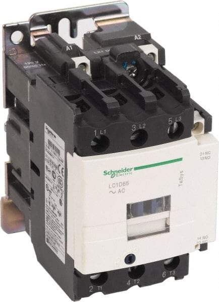 Schneider Electric - 3 Pole, 200 Coil VAC at 60 Hz, 65 Amp at 440 VAC and 80 Amp at 440 VAC, Nonreversible IEC Contactor - 1 Phase hp: 10 at 230/240 VAC, 5 at 115 VAC, 3 Phase hp: 20 at 200/208 VAC, 20 at 230/240 VAC, 50 at 460/480 VAC, 50 at 575/600 VAC - USA Tool & Supply