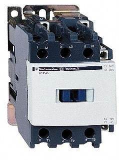 Schneider Electric - 3 Pole, 120 Coil VAC at 60 Hz, 40 Amp at 440 VAC and 60 Amp at 440 VAC, Nonreversible IEC Contactor - 1 Phase hp: 3 at 115 VAC, 5 at 230/240 VAC, 3 Phase hp: 10 at 200/208 VAC, 10 at 230/240 VAC, 30 at 460/480 VAC, 30 at 575/600 VAC - USA Tool & Supply