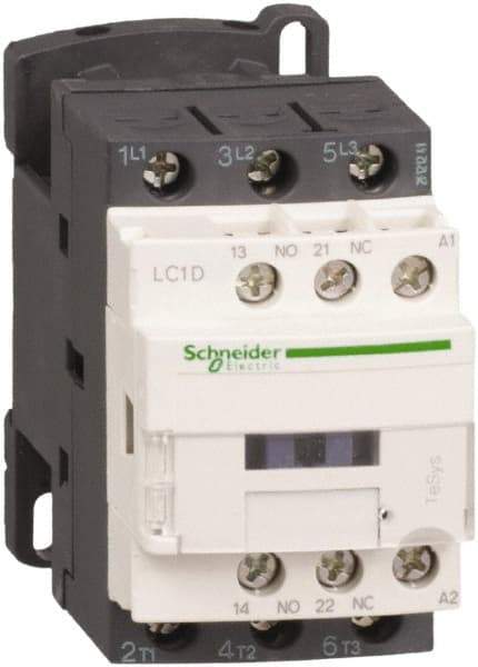 Schneider Electric - 3 Pole, 24 Coil VAC at 50/60 Hz, 25 Amp at 440 VAC and 9 Amp at 440 VAC, Nonreversible IEC Contactor - 1 Phase hp: 0.5 at 115 VAC, 1 at 230/240 VAC, 3 Phase hp: 2 at 200/208 VAC, 2 at 230/240 VAC, 5 at 460/480 VAC, 7.5 at 575/600 VAC - USA Tool & Supply