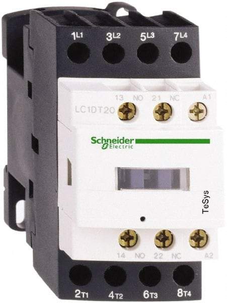 Schneider Electric - 4 Pole, 24 Coil VDC, 20 Amp at 440 VAC, Nonreversible IEC Contactor - Bureau Veritas, CCC, CSA, CSA C22.2 No. 14, DNV, EN/IEC 60947-4-1, EN/IEC 60947-5-1, GL, GOST, LROS, RINA, UL 508, UL Listed - USA Tool & Supply