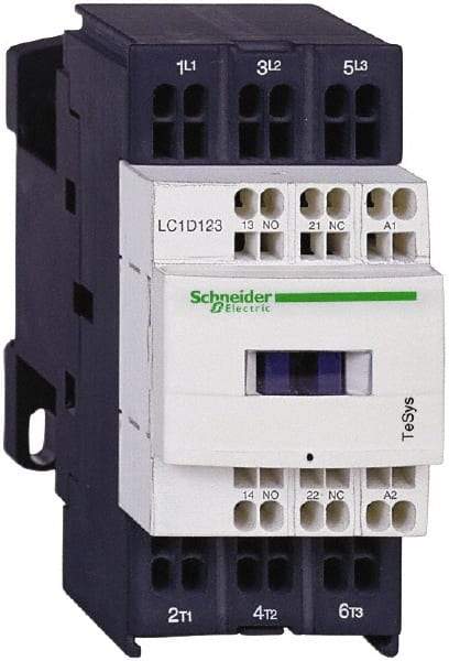 Schneider Electric - 3 Pole, 120 Coil VAC at 50/60 Hz, 16 Amp at 440 VAC and 9 Amp at 440 VAC, Nonreversible IEC Contactor - 1 Phase hp: 0.5 at 115 VAC, 1 at 230/240 VAC, 3 Phase hp: 2 at 200/208 VAC, 2 at 230/240 VAC, 5 at 460/480 VAC, 7.5 at 575/600 VAC - USA Tool & Supply