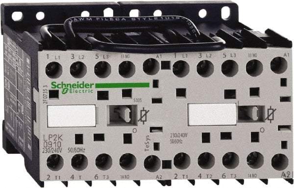 Schneider Electric - 3 Pole, 24 Coil VDC, 16 Amp at 690 VAC, 20 Amp at 440 VAC and 9 Amp at 440 VAC, Reversible IEC Contactor - BS 5424, CSA, IEC 60947, NF C 63-110, RoHS Compliant, UL Listed, VDE 0660 - USA Tool & Supply