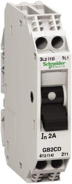 Schneider Electric - 20 Amp, 1 Pole, Backplate, Clip, DIN Rail Mount Circuit Protector - Thermal Magnetic Trip, Multiple Breaking Capacity Ratings, 67mm Deep x 74mm High x 15mm Wide - USA Tool & Supply