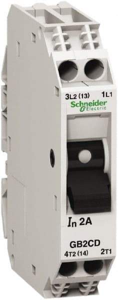 Schneider Electric - 5 Amp, 1 Pole, Backplate, Clip, DIN Rail Mount Circuit Protector - Thermal Magnetic Trip, Multiple Breaking Capacity Ratings, 67mm Deep x 74mm High x 15mm Wide - USA Tool & Supply