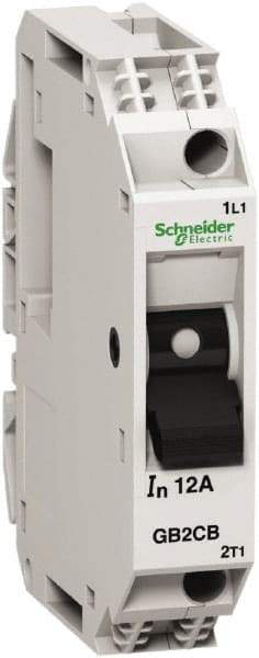 Schneider Electric - 6 Amp, 1 Pole, Backplate, Clip, DIN Rail Mount Circuit Protector - Thermal Magnetic Trip, Multiple Breaking Capacity Ratings, 67mm Deep x 74mm High x 15mm Wide - USA Tool & Supply