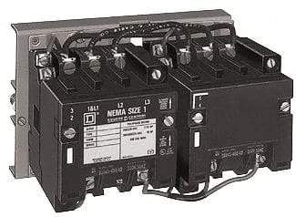 Square D - 110 Coil VAC at 50 Hz, 120 Coil VAC at 60 Hz, 270 Amp, NEMA Size 5, Reversible Open Enclosure NEMA Motor Starter - 3 Phase hp: 100 at 230 VAC, 200 at 460 VAC, 200 at 575 VAC, 75 at 200 VAC - USA Tool & Supply
