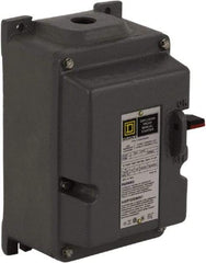 Square D - 3 Poles, 27 Amp, M-1 NEMA, Enclosed Pushbutton Manual Motor Starter - 10 hp at 380 to 575 VAC & 7-1/2 hp at 200 to 230 VAC, CSA, NEMA 7/9 & UL Listed - USA Tool & Supply