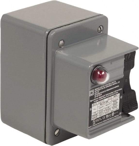 Square D - 3 Poles, 30 Amp, NEMA, Enclosed Toggle Manual Motor Starter - 1 hp at 90 VDC, 10 hp at 460 VAC, 10 hp at 575 VAC, 1-1/2 hp at 230 VDC, 2 hp at 115 VAC, 2 hp at 115 VDC & 7-1/2 hp at 230 VAC, CE, CSA, NEMA 4 & UL Listed - USA Tool & Supply