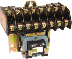 Square D - No Enclosure, 10 Pole, Mechanically Held Lighting Contactor - 20 A (Tungsten), 30 A (Fluorescent), 110 VAC at 50 Hz, 120 VAC at 60 Hz, 10NO Contact Configuration - USA Tool & Supply