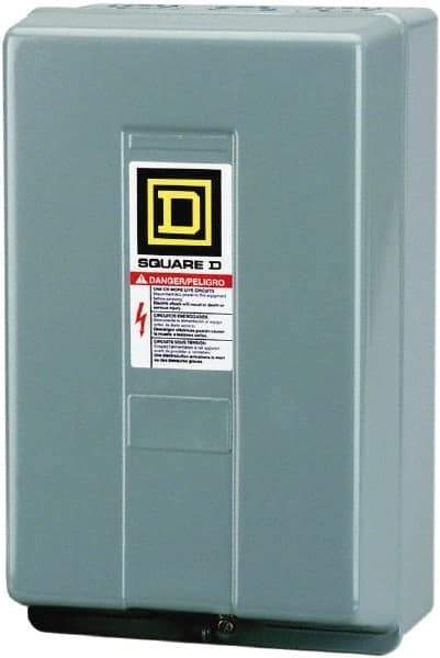 Square D - 1 NEMA Rated, 3 Pole, Mechanically Held Lighting Contactor - 200 A (Tungsten), 110 VAC at 50 Hz, 120 VAC at 60 Hz - USA Tool & Supply